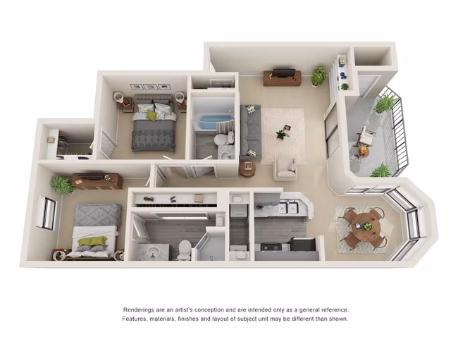2 Beds • 2 Bath L0705 floor plan